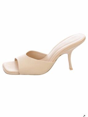BY FAR Elegant Cream Open-Toe Heel Mule